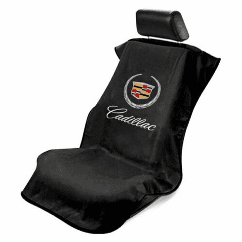Seat Armour Seat Protector Cover/Towel w/ Old Cadillac Logo - Black
