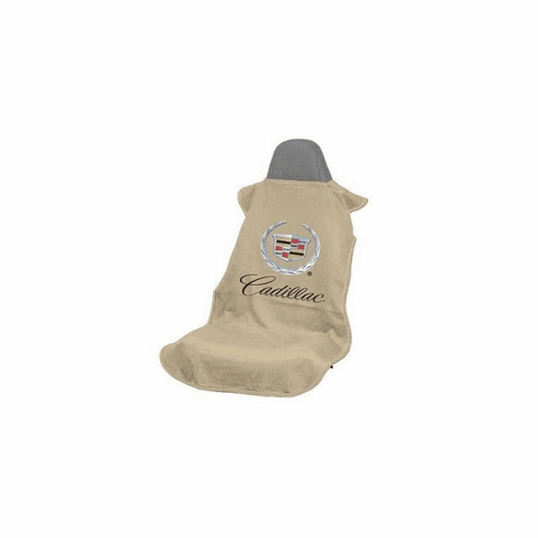 Seat Armour Seat Protector Cover/Towel w/ Old Cadillac Logo - Tan