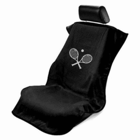 Seat Armour Seat Protector Cover/Towel w/ Tennis Racquet Logo - Black