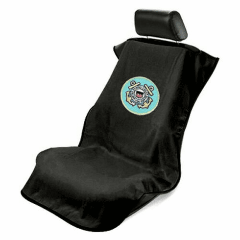 Seat Armour Seat Protector Cover/Towel w/ US Coast Guard Logo - Black