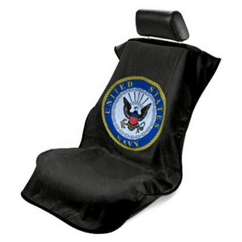 Seat Armour Seat Protector Cover/Towel w/ US Navy Logo - Black