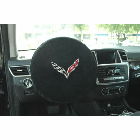 Seat Armour Steering Wheel Cover w/ C7 Corvette Logo - Black