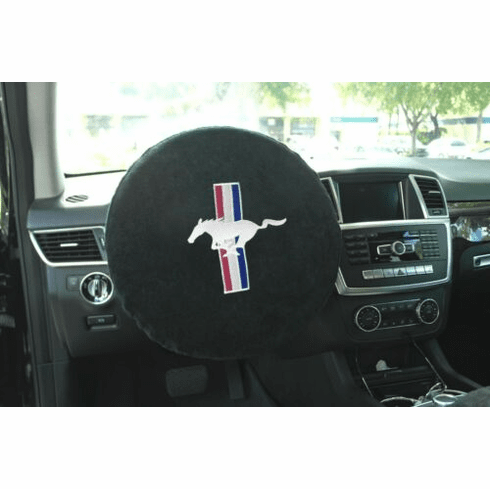 Seat Armour Steering Wheel Cover w/ Mustang Logo - Black