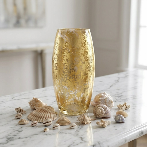 AMARYLLIS 10" Marble Gilded Vase