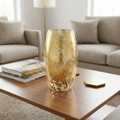AMARYLLIS 12" Marble Gilded Vase