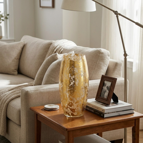 AMARYLLIS 15" Marble Gilded Vase