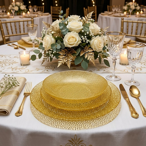 CABANA Gilded Glass Dinner Plate Set