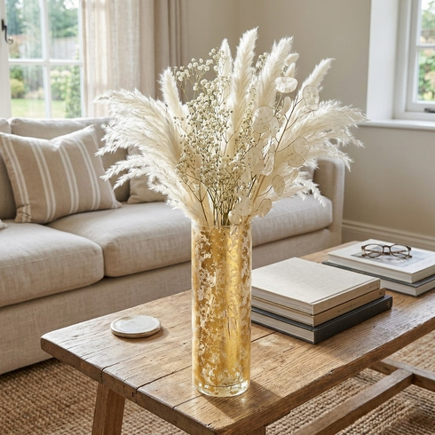 FLORA 16" Marble Gilded Vase