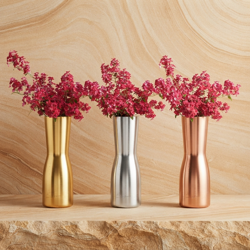 GILT 12" Gilded Glass Hourglass Vase