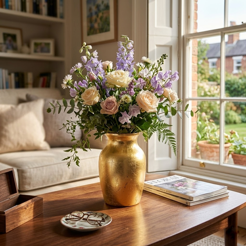 GILT 7" Gilded Glass Flower Vase