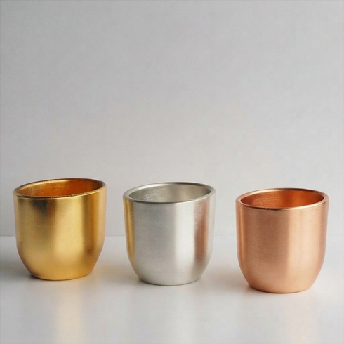 GILT Set/3 Gilded Glass Oval Vases