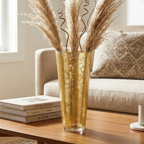 IRIS 12" Marble Gilded Vase