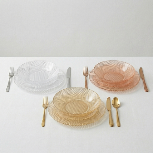 Marquis Gilded Glass 12 pcs. Dinner Plate Set