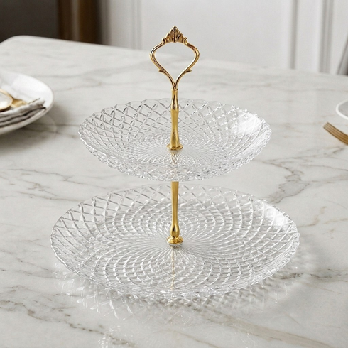 Pavo Glass Tiered Plate