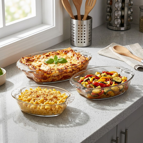 PRIMA Set/3 Oblong Glass Oven Dish