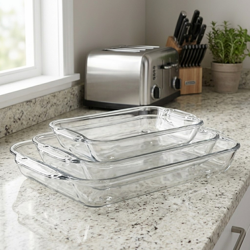 PRIMA Set/3 Rectangular Glass Oven Dish