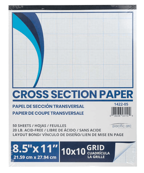 10x10 Grid 08.5x11 Pad 50 Sheets Cross Section Graph Paper 20lb