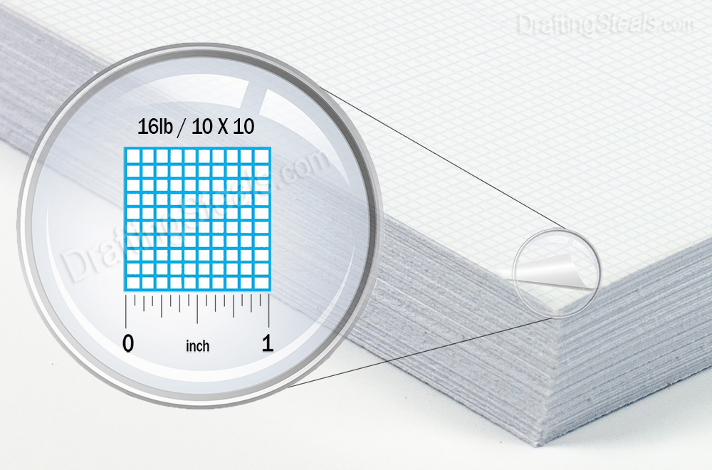 10x10 Grid 18x24 Pkg 10 Sheets 1000H Clearprint Vellum Paper 16lbs