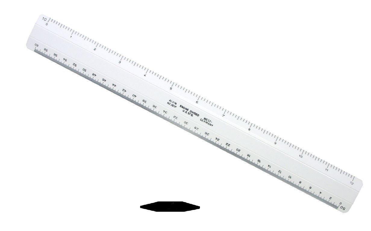 12" 261P Engineers Scale 10 30 40 50 PPI Double Numbered Ruler