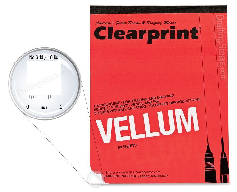 12x18 Pad 50 Sheet 1000H Clearprint Vellum Drafting Paper 16lbs