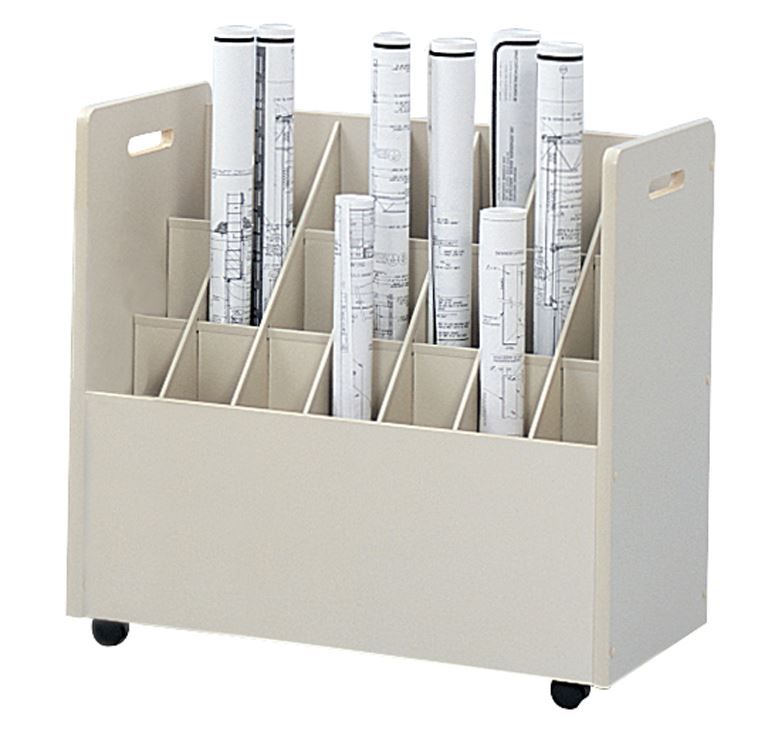 21 Slot Safco Mobile Roll File 28 7/8.H X 30 1/8 W X 15 ¾ D Bins 3 3/8"