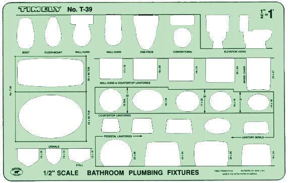 39T 1/2"=1' Bathroom Plumbing Template by Timely