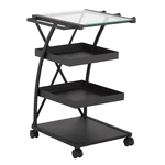 Triflex Metal 4 Shelf Mobile Taboret Cart In Charcoal/Clear Glass