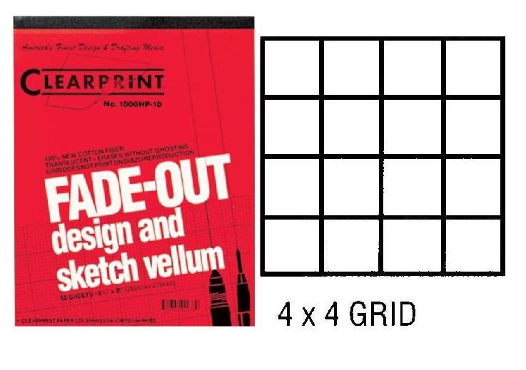 4x4 Grid 18x24 Pad 50 Sheets 1000H Clearprint Vellum Paper 16lbs