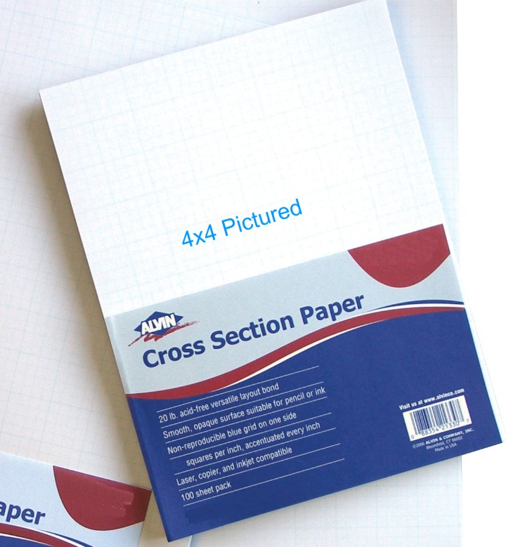 4x4 Grid 17x22 Pkg 100 Sheets Cross Section Graph Paper 20lb
