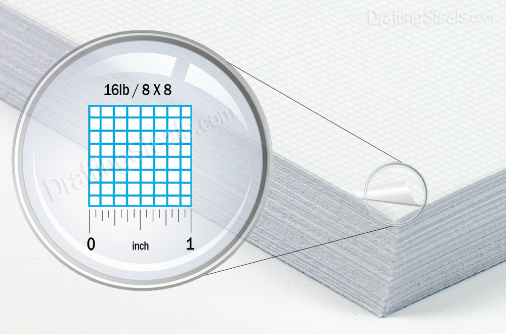 8x8 Grid 24x36 Pkg 10 Sheets 1000H Clearprint Vellum Paper 16lbs