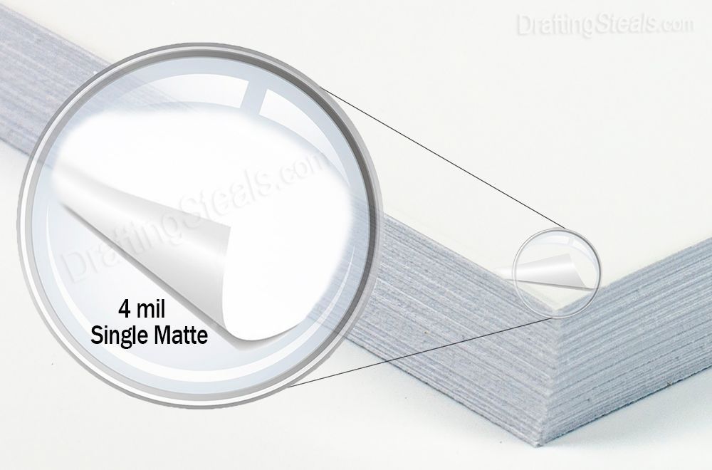 8 1/2" x 14 4 Mil Single Matte Drafting Film 100 Sheets