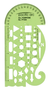 All-Purpose Small Shapes Template has Protractor & Ruler