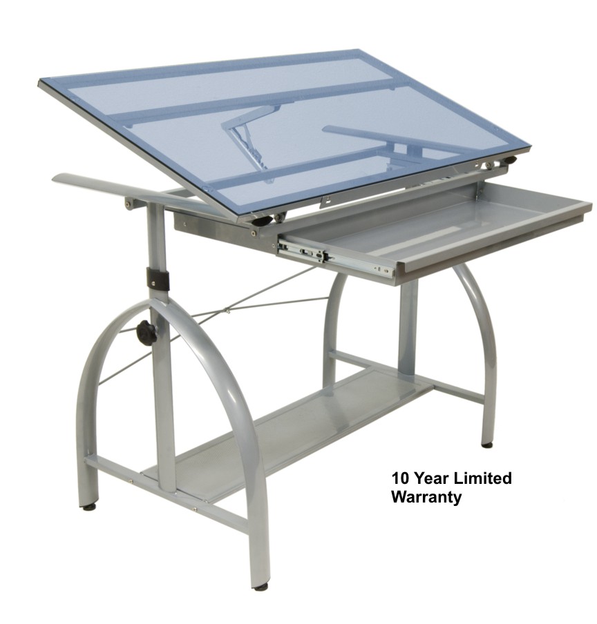 Avanta Glass Top Drafting Table by Studio Designs