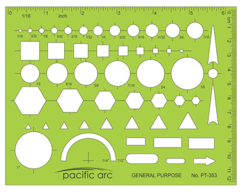General Purpose Template Small Shapes & Ruler