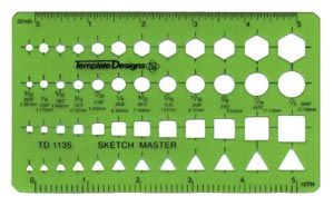 Sketch Master Template Model TD1135 Shapes 12 Sizes & Ruler