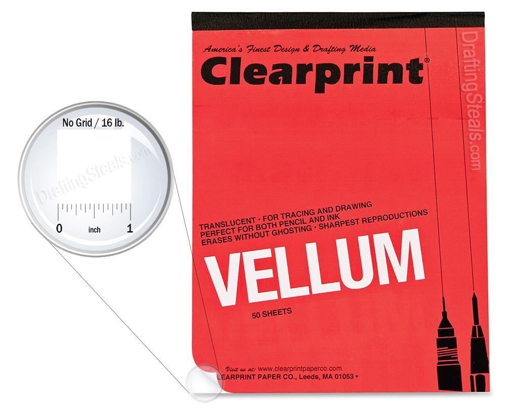 Vellum Pads Clearprint Translucent Drafting & Tracing Vellum 50 Pad Sheets