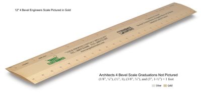 12" Silver Architects Scale 4-bevel Custom Imprint Promotional Product