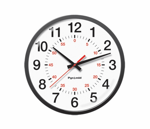 13" Standard 12 Hr. Face w/ sec. (Battery Operated) #9A13B By Pyramid Time Systems