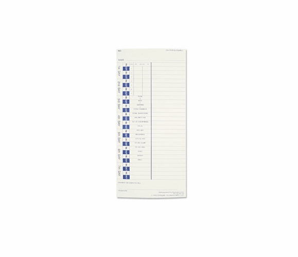 35100-10M Time Cards for Models Pyramid 3000HD, 3500 & 3700 (1000 Pack) By Pyramid Time Systems