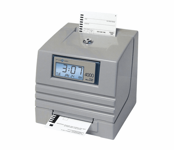 4000 Auto Totaling Time Clock By Pyramid Time Systems