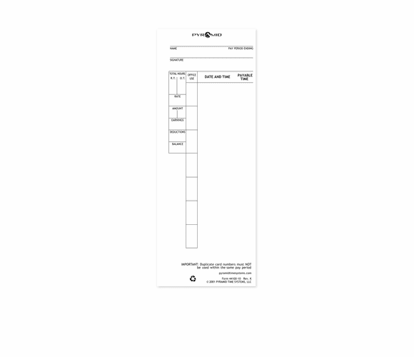 4410010D Time Cards for 4000 & 4000HD Time Clocks (500