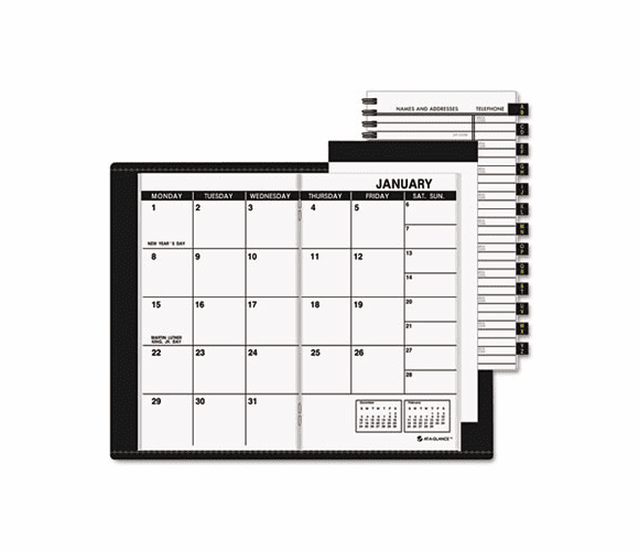 AAG7006405 Recycled Monthly Planner, Unruled, 3-1/2 x 6-1/8, Black, 2013-2014 By AT-A-GLANCE
