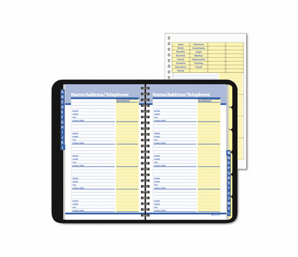 AAG8671505 QuickNotes Recycled QuickNumbers Telephone/Address Book, 4-7/8 x 8, Black By AT-A-GLANCE