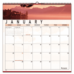AAG88200 Recycled Open Plan Landscape Wall Calendar, 12 x 12, 2013 By AT-A-GLANCE
