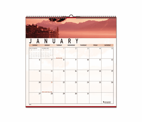 AAG88200 Recycled Open Plan Landscape Wall Calendar, 12 x 12, 2013 By AT-A-GLANCE