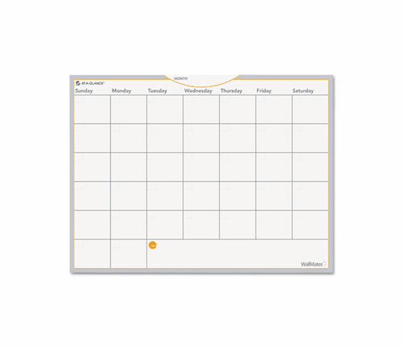 AAGAW502028 WallMates Self-Adhesive Dry-Erase Monthly Planning Surface, White, 24" x 18" By AT-A-GLANCE