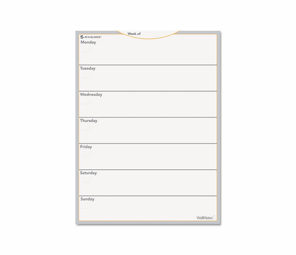 AAGAW503028 WallMates Self-Adhesive Dry-Erase Weekly Planning Surface, White, 18" x 24" By AT-A-GLANCE