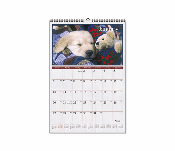 AAGDMW16728 Recycled Puppies Wall Calendar, 15-1/2 x 22-3/4, 2013 By AT-A-GLANCE