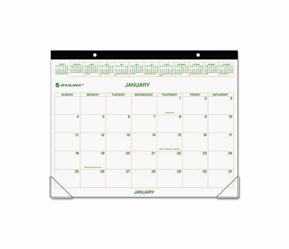 AAGGG250000 Recycled Two-Color Desk Pad Calendar, Green and Brown, 22" x 17", 2013 By AT-A-GLANCE
