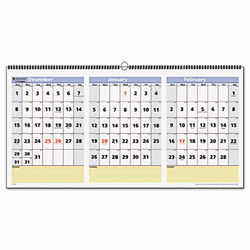 AAGPM1528 QuickNotes Three-Month Horizontal Wall Calendar, 23 1/2" x 12", 2012-2014 By AT-A-GLANCE